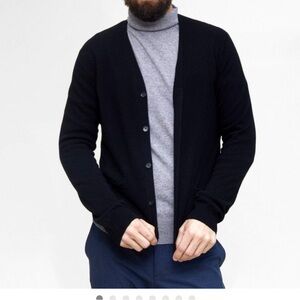 calibrate black cotton cashmere cardigan sweater size medium